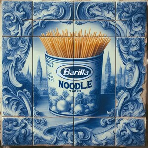 Originale LUC BEST, "Delfter Noodles", Giclée, Edizione limitata, 33 x 49 cm Carta da museo