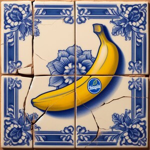 Originale LUC BEST, "Delfter Banana", Giclée, Edizione limitata, 33 x 49 cm Carta da museo