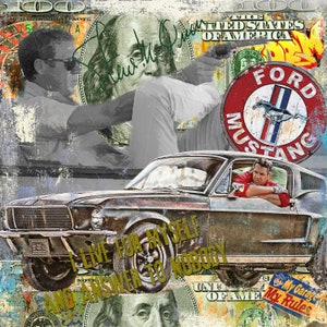Originale LUC BEST, "Steve McQueen - Bullit", Giclée, Edizione limitata, 33 x 49 cm Carta da museo