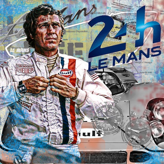 Original LUC BEST, Steve McQueen "Le Mans", Giclée, Limited Edition,33 x 49 cm Museums-Paper