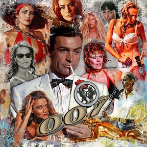 Original LUC BEST, &quot;Girls&quot; James Bond, Giclée, Limited Edition,33 x 49 cm Museums-Paper