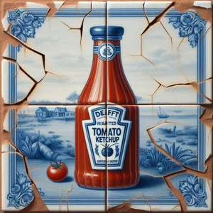 Originale LUC BEST, "Delfter Ketchup", Giclée, Edizione limitata, 33 x 49 cm Carta da museo
