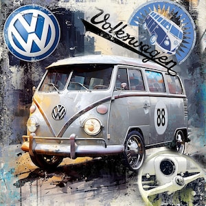 Originale LUC BEST, " VW Bulli T1", Giclée, Edizione limitata, 33 x 49 cm Carta da museo