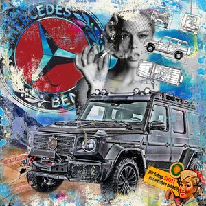 Originale LUC BEST,"Mercedes G-Modell", Giclée, Edizione limitata,33 x 49 cm Carta da museo