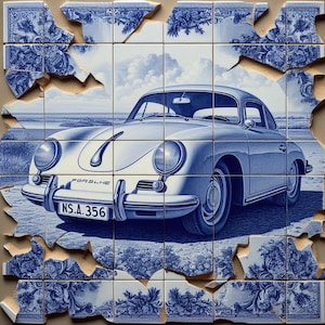 Originale LUC BEST, "Delfter Porsche 356 ", Giclée, Edizione limitata, 33 x 49 cm Carta da museo