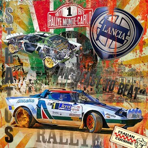 Originale LUC BEST,"Lancia Stratos", Giclée, Edizione Limitata,33 x 49 cm Carta Museo