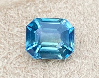 Natural Parti Sapphire 0.90ct - Radiant Cut Teal Sapphire - Unheated Blue Green Sapphire for Jewellery Making - Radiant Peacock Sapphire