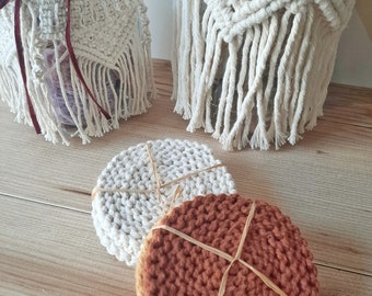 Macrame Coasters, Macrame Coasters Set, 4 Piece Set, Macrame Decor
