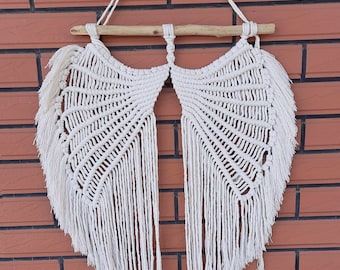 Arazzo da parete in macramè con ali d'angelo, decorazione da parete in macramè, appendino in macramè, decorazione da parete in stile boho, arte murale, arte mandala, decorazione da parete in stile boho Namaste