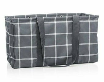 Thirty One Small Utility Tote (new) CHARCOAL CROSSHATCH