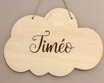 Prénom en Bois | nuage I Naissance | cadeau | personnalisation | déco chambre | prénom personnalisé | décoration murale enfant