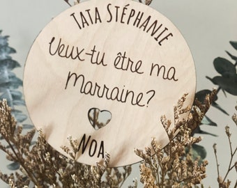 Karta z ogłoszeniem o narodzinach ojca chrzestnego/matki chrzestnej | Spersonalizowana drewniana karta | prośba Ojciec Chrzestny Matka Chrzestna | Karta z okazji narodzin dziecka | Drewniana Mapa | Chrzest