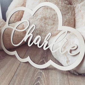 Wooden First Name | cloud I Birth | gift | personalization | bedroom decor | personalized first name | baby room I cloud frame