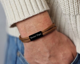 Herren Armband - Personalisiertes Segeltau Armband - Wunschgravur - Surferarmband - Vatertag - Armband mit Gravur - Edelstahl A184