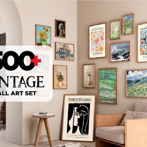 500+ Vintage Wall Gallery Print Set | Cottagecore Decor I Antique Portrait Set I Downloadable Print in PNG/JPG