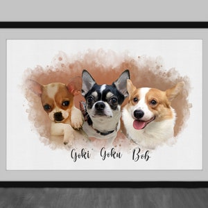 Haustier Poster in Wasserfarben, Tier Bild, Tier Portrait, Haustier personalisiert, Tier Poster, Tier Zeichnung, Hund, Katze, uvm.