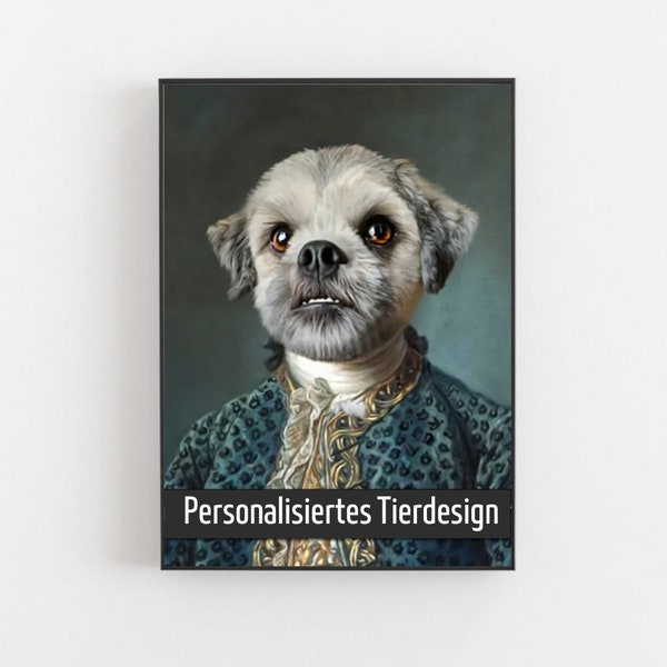 Haustier Hunde Katzen Poster in Royal Art, Tier Bild, Tier Portrait, Haustier personalisiert, Tier Poster, Tier Zeichnung, Hund, Katze, uvm