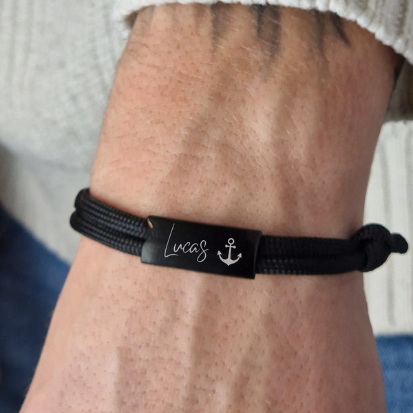 Personalized sailing rope bracelet - men's bracelet - friendship bracelet - surfer bracelet - partner bracelet - bracelet with engraving - stainless steel
