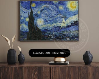 Van Gogh - La noche estrellada (1889) atacado por extraterrestres, Impresión descargable