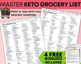 Ultimate Keto Grocery List. Printable PDF. Keto Shopping List. Low Carb Grocery List. Keto food list. Keto Food. Keto Cheat Sheet.