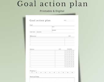 Goal Action Plan Printable | Minimalist Progress Tracker (A4 A5 Letter iPad) (PDF Download