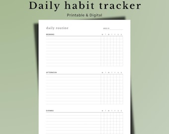 Weekly Habit Tracker Printable, Morning Afternoon Evening, Minimalist Planner (A4 A5 Letter iPad Digital)