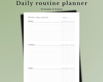 Daily Routine Planner, Habit Tracker weekly, Monday Sunday Start, A4 A5 Letter iPad PDF