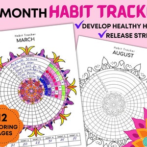 Mandala Habit Tracker Printable | Mandala Coloring Pages | Daily Habit Tracker PDF | Habit Planner | Circle habit tracker | Daily routine
