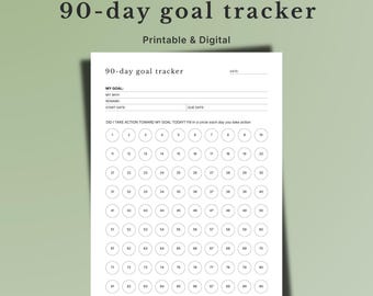 90 Day Goal Tracker, Action Checklist (A4 A5 Letter iPad Digital Download)