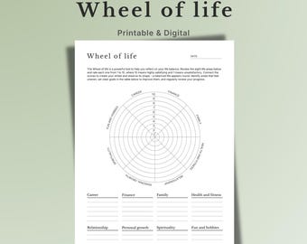 Wheel of Life Printable | Life Balance Assessment (A4 A5 Letter iPad)