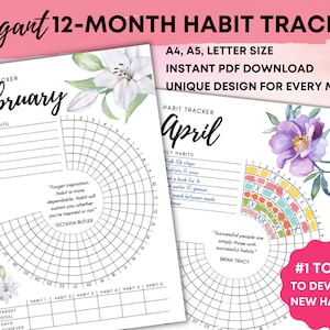 Circle Daily Habit Tracker PDF in sizes A5, A4, A3, Letter. Habit Track Printable. Routine track. Routine Tracking Habits. Daily Habit Track
