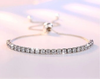 Sterling Silver Sparkling Tennis Bracelet: Women's Link Bracelet