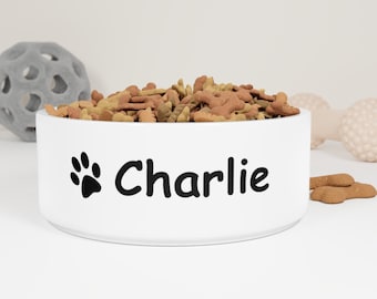 Personalized Ceramic Dog Bowl Custom Pet Food and Water Bowls with Pet's Name for Dogs and Cats