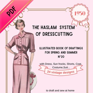 Haslam System of Dresscutting, no 20, 1950, Vintage sewing patterns, e-book, reproduction, fifties, costume design, vintage historic