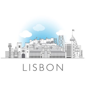 Lisbon, Portugal, cityscape illustration digital file