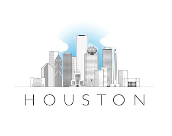 Houston, Texas, cityscape illustration digital file