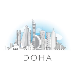 Doha, Qatar, cityscape illustration digital file