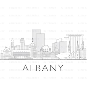 Albany, New York, skyline cityscape illustration digital file B&W