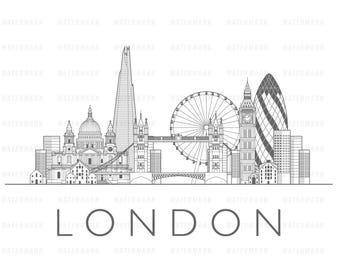 Ilustración digital del paisaje urbano de Londres, Reino Unido (archivo digital)