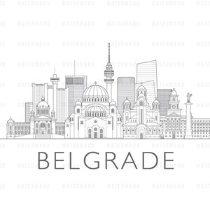 Belgrade, Serbia cityscape skyline illustration digital file