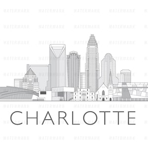 Illustrazione digitale dello skyline della città di Charlotte