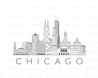 Chicago city, Illinois, stadsgezicht illustratie digitaal bestand