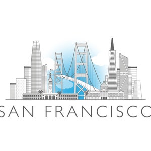 San Francisco, California, cityscape illustration digital file