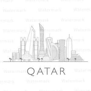 Ilustración digital del paisaje urbano de Doha, Qatar