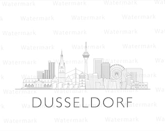 Dusseldorf, Germany cityscape skyline illustration digital file