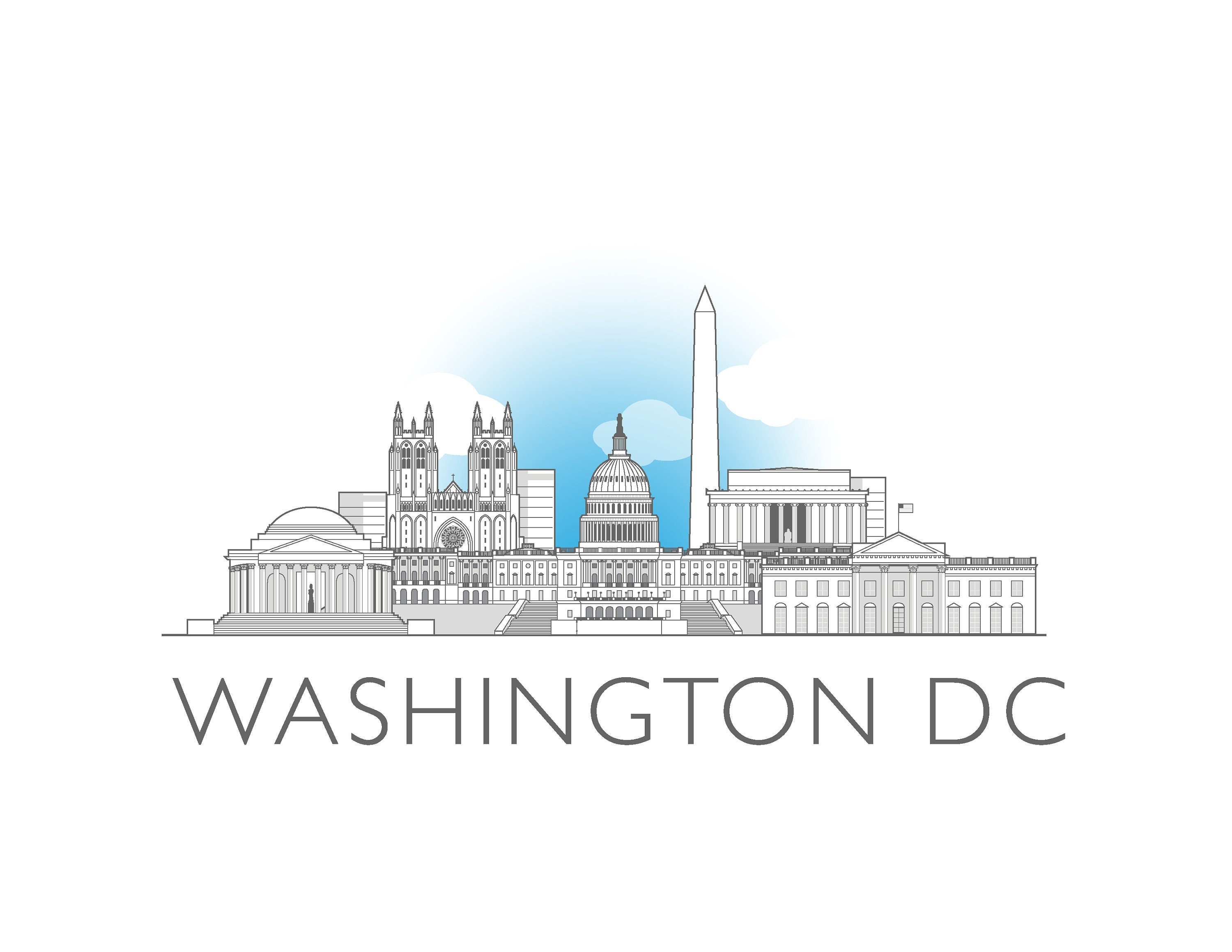 Washington DC City Cityscape Illustration Digital File Etsy