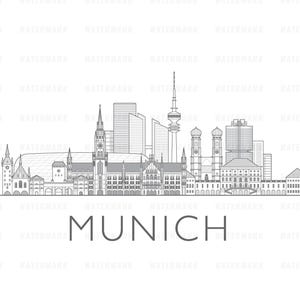 Munich, Germany cityscape skyline illustration digital file