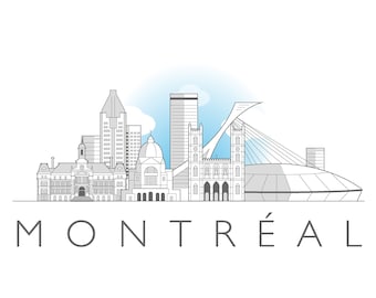 Montreal city Quebec cityscape illustration digital file