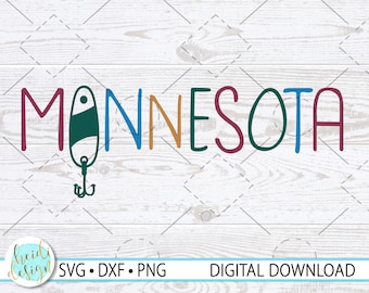 Minnesota Lake SVG for Cricut, Fishing Lure SVG, MN Cut File, Lake Life Svg for T-Shirt Design, Svg, Png, Dxf, Instant Digital Download