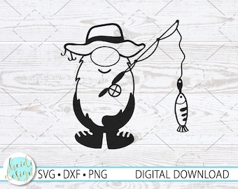 Gnome SVG, Gnome SVG for Fathers Day, Fishing SVG, Fisherman Svg, Fishing Gnome, Lake Life Summer Decor, Svg, Dxf, Png, Instant Download